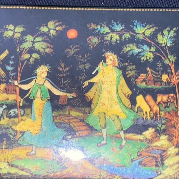 "Firebird" Russian Lacquer Box USSR Vintage Russia Black Trinket Fire-Bird